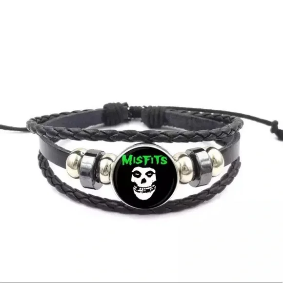 One Size Adjustable Unisex MISFITS Bracelet vegan leather - Picture 1 of 3